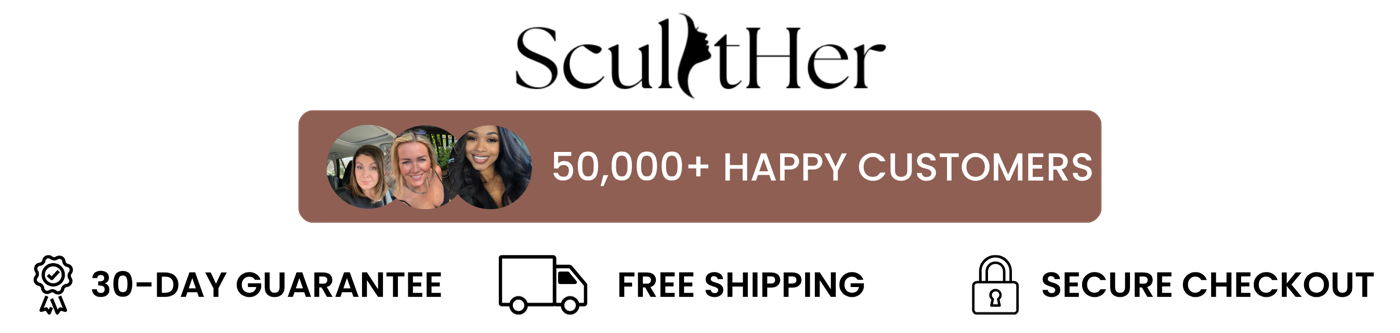 SculptHer — 50,000+ happy customers · 30-day guarantee · free shipping · secure checkout